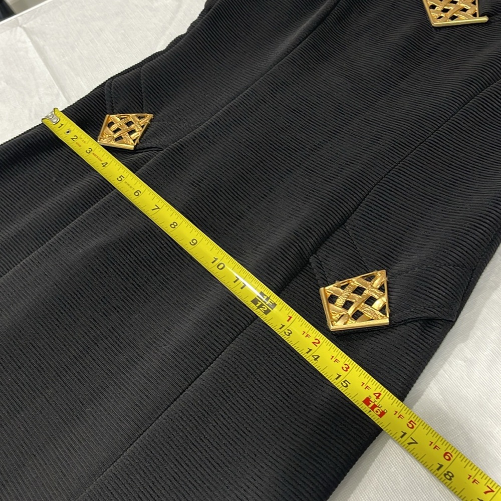 Vintage Joseph Ribkoff women size 8 dress black cocktail sleeveless gold decor - Picture 14 of 16